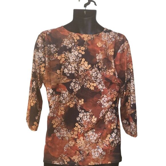 Allison Daley Blouse Sz L Floral Multicolor Boho NWT - Picture 3 of 9